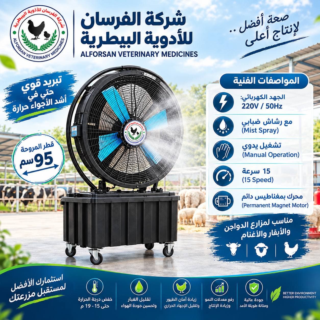 Cooling fan with water spray